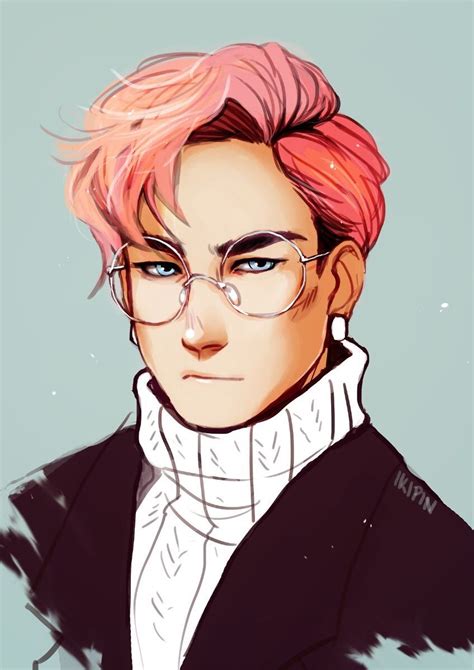 Pink Hair And Spectacles Character Art Cartoon Drawings