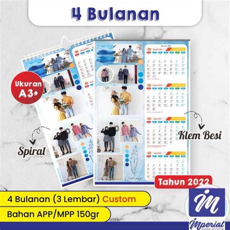 Jual Cetak Kalender Dinding 2022 Custom Foto Bahan Artpaper