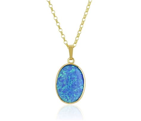 Blue Opal 9ct Gold Pendant Lavan Jewellery