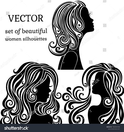 set women head silhouettes curly hairstyles stock vector royalty free 1064944748 shutterstock