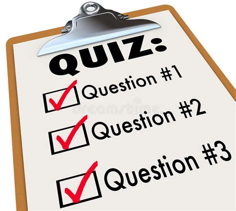 Quiz Word Clipboard Three Questions Answers Test Evaluation Stock