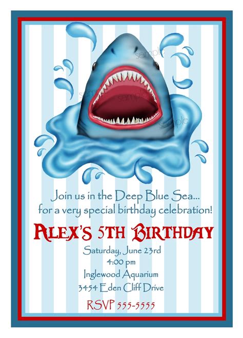 Shark Invitations Shark Birthday Party Shark