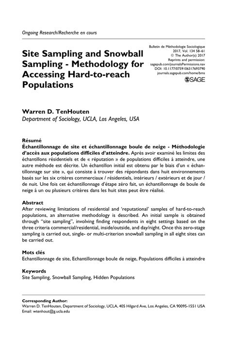 Download project methodology examples for free and get free tips on writing here. (PDF) Site Sampling and Snowball Sampling - Methodology ...