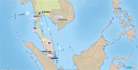 Stepmap Bangkok Singapur Landkarte Für Thailand