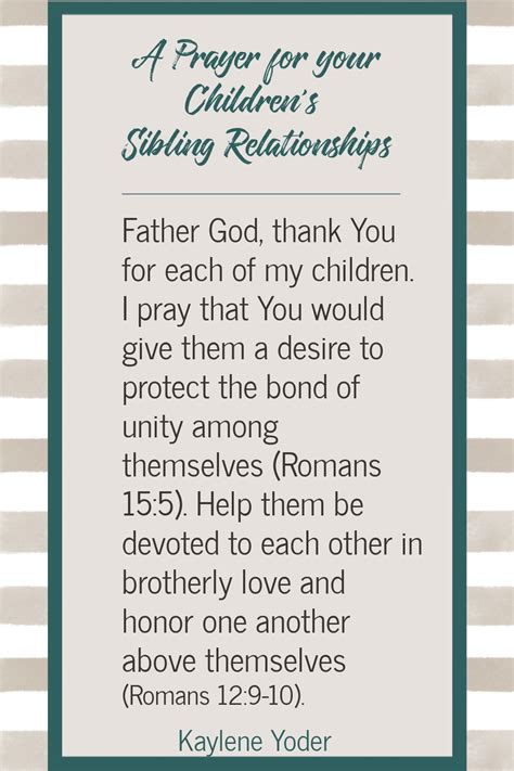 A Prayer For Strong Sibling Relationships Artofit