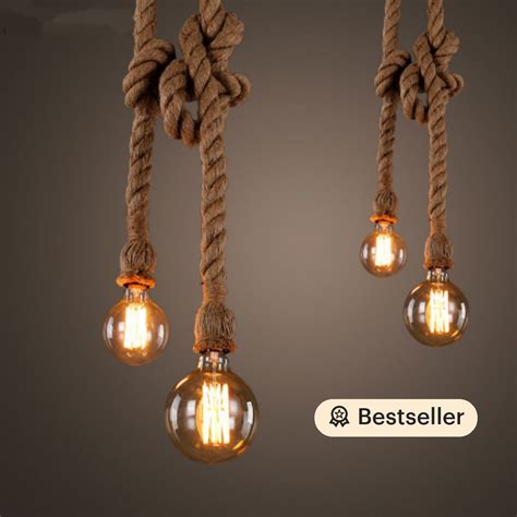 Hemp Rope Pendant Light Retro Handmade Rope Lights Etsy