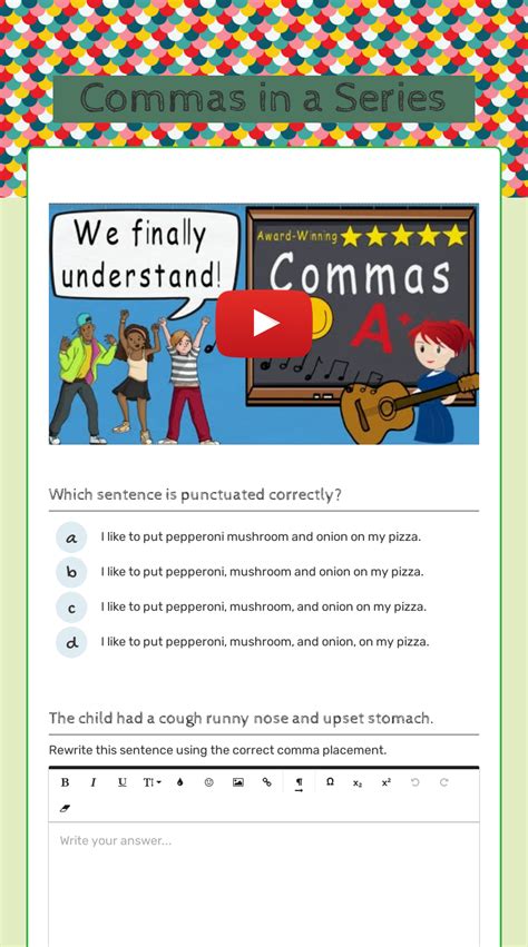 Commas In A Series Interactive Worksheet By Rachel Veenstra Wizerme