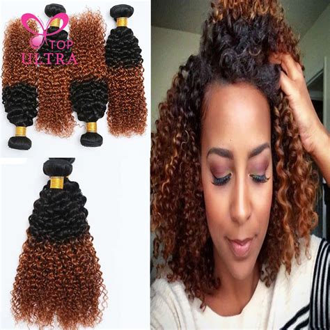 8a Ombre Malaysian Kinky Curly Virgin Hair Weave Top Ultra T1b30 Colored Two Tone Kinky Curly
