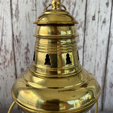 Vintage Brass Ship Us Anchor Lantern Polished Finish Nautical Oil Lamps Boat Light