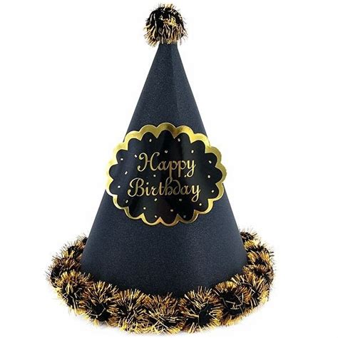 Black Glitter ‘happy Birthday Paper Hat