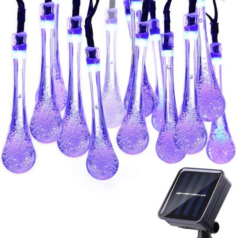 Goldmore5 Solar Powered Outdoor String Lights 20ft 30 Led Water Drop