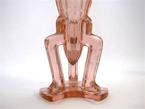 pair of pink pressed glass art deco rocket vases bohemia area 193 artdecoshopping