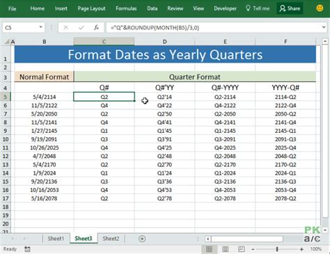 Pivot Table Date Format Years Quarters