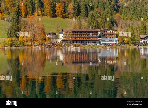 Lake Hintersee In The Bavarian Alps In Its Wonderful Autumn Colors