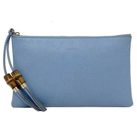 Gucci Bags Gucci Clutch Bag Light Blue Bamboo 449652 Leather Pouch