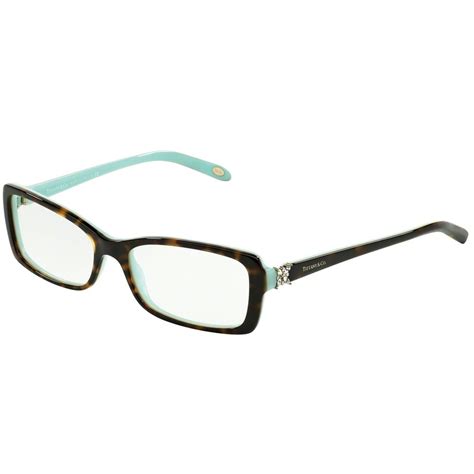 tiffany optical 0tf2091b full rim rectangle womens eyeglasses size 53 havana blue clear