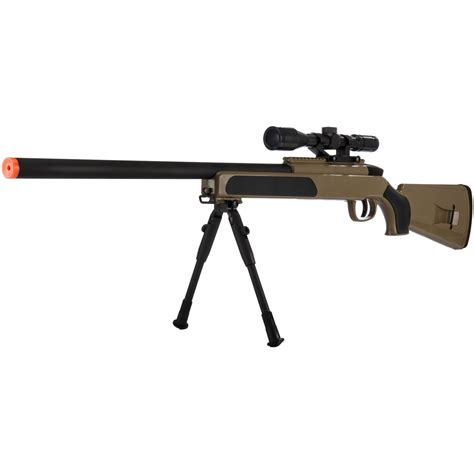 Cyma Mk51 Bolt Action Airsoft Spring Sniper Rifle W Scope And Bipod Color Tan Airsoft Megastore