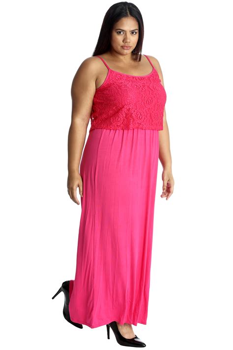 New Womens Dress Plus Size Maxi Ladies Floral Lace Full Length