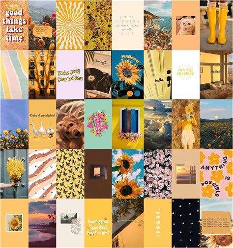 Xgxl Yellow Wall Collage Kit Aesthetic Pictures Vsco Girls Bedroom