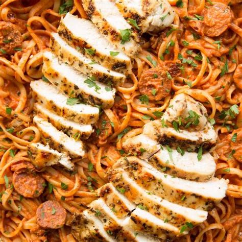 Toss chicken and bacon with ribbons of tagliatelle in a deliciously creamy sauce to make this easy pasta dish. Chicken and Chorizo Pasta | Don't Go Bacon My Heart