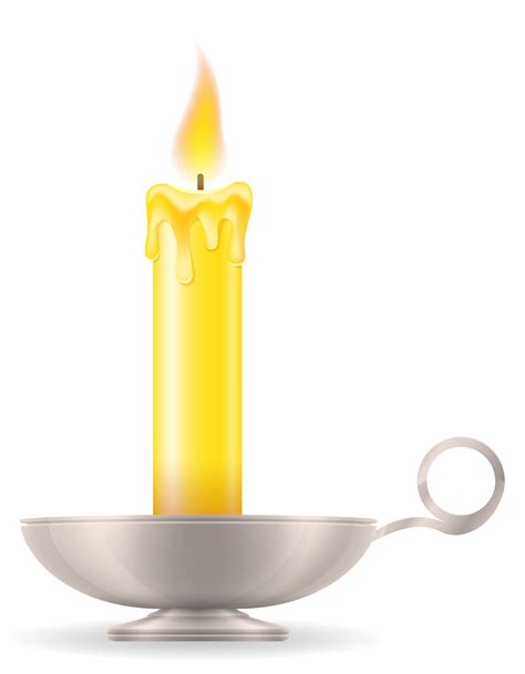 Candle With Candlestick Old Retro Vintage Icon Stock Vector