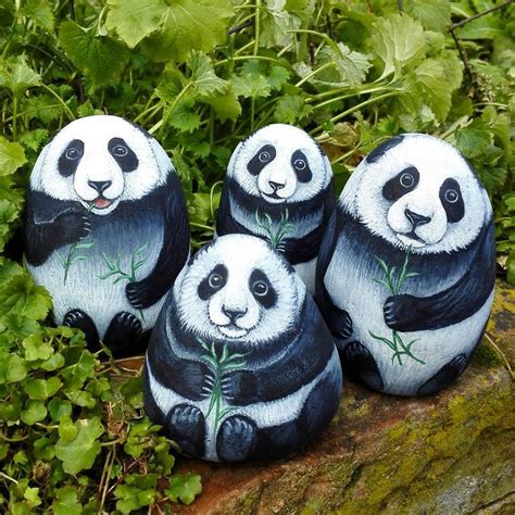 64 Best Painted Stones Pandas Images On Pinterest