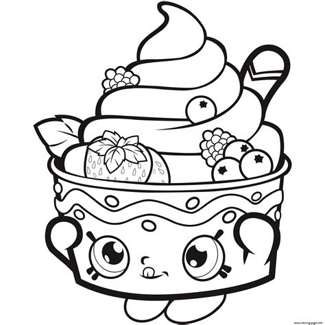shopkins icecream strawberry coloring pages printable
