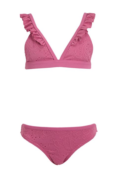 Beachwave Broderie Anglaise Triangel Bikini Roze Wehkamp