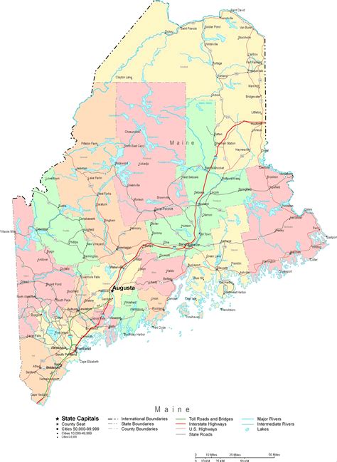 Large Regions Map Of Maine State Maine State Large Re