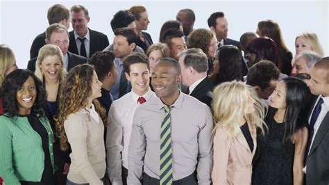 Happy Diverse Group Of Business People Isolated On White Stock Footage