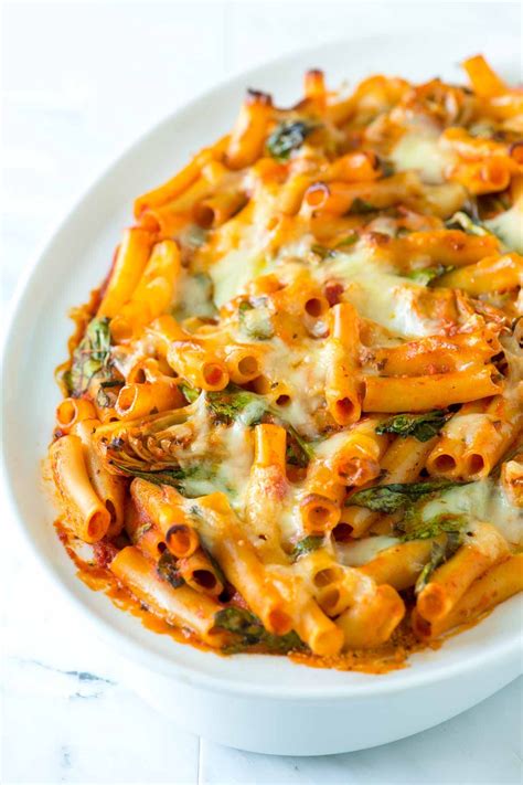 Spinach And Artichoke Baked Ziti Recipe Easy Baked