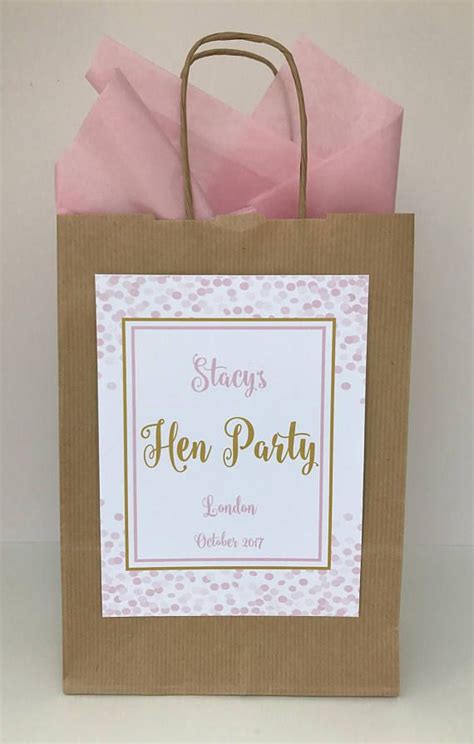 Personalised Hen Party Night Weekend T Favour Bag Confetti Hen Party