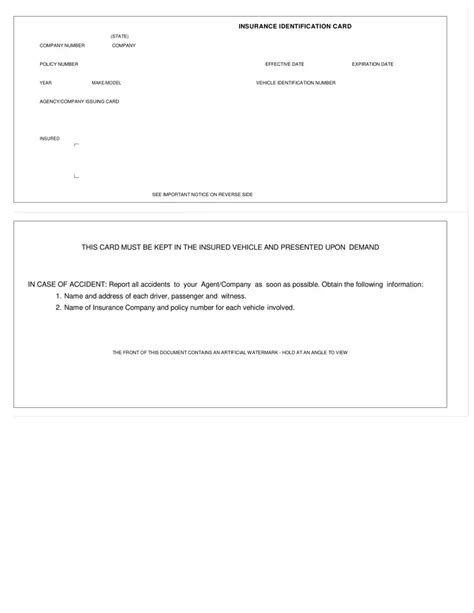 Auto Insurance Card Template ≡ Fill Out Printable Pdf Forms Online