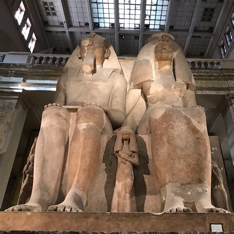 colossal statue of amenhotep iii and tiye