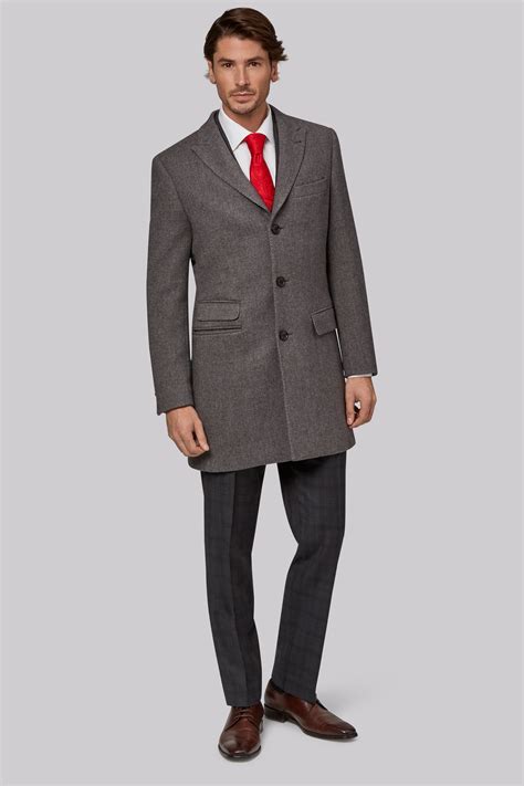 Moss 1851 Tailored Fit Grey Double Faced Overcoat