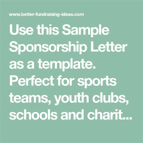 Use This Sample Sponsorship Letter As A Template Perfect For Sports