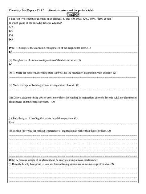 Our chemistry trial examination papers are the collaborated efforts of three experienced vce teachers some of whom are exam assessors. Chemistry Past Paper Ch1.3 | Ion | Periodic Table | Free ...