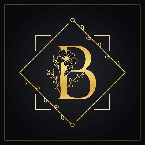 Premium Vector Elegant B Gold Letter Floral Logo