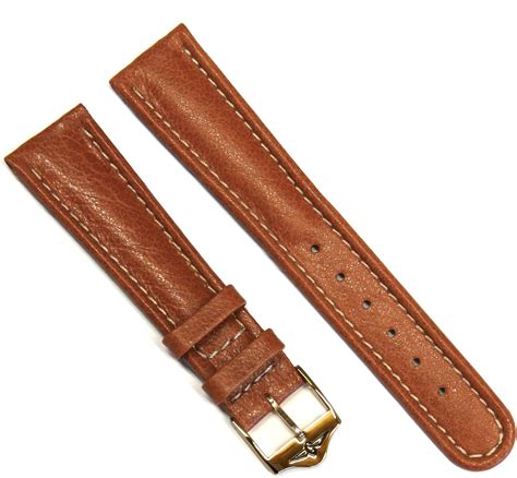 Rotary Genuine Leather Watch Strap 20mm Tan Plain Brown With White