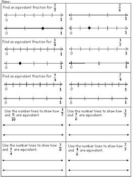 eequivalent fractions number  worksheet template