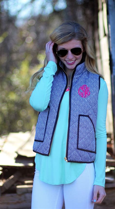 monogrammed herringbone vest women s vests for sale preppy fall fashion preppy style