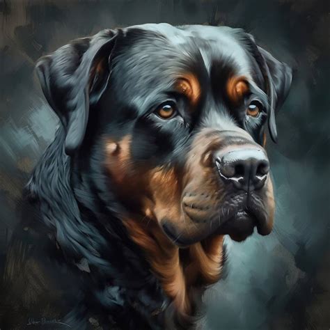 Rottweiler Portrait Painting By Alexandr Kharitonov Saatchi Art