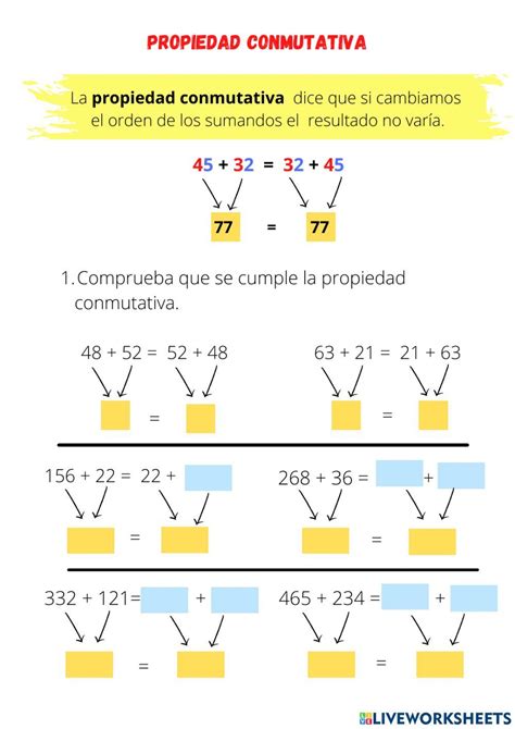 Ejercicio De Propiedad Conmutativa Y Asociativa Conmutativa Propiedad Conmutativa