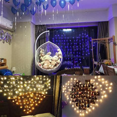 128 Led Heart Shape Fairy String Curtain Light Valentines Day Wedding