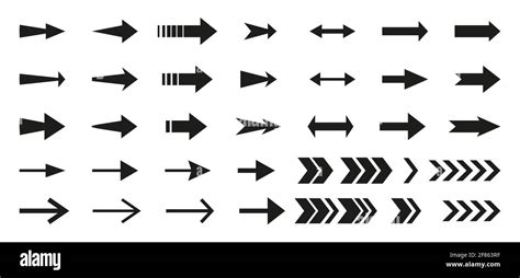 Set Of Big Arrows Black Icons Flat Modern Arrows Cursor Collection Direction Sign Graphic