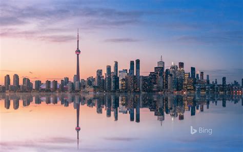 Skyline At Sunset Toronto Canada Bing Wallpapers