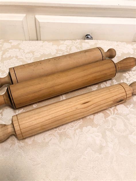 3 Hand Carved Wooden Rolling Pins Made In Mexico Solid Wood Etsy
