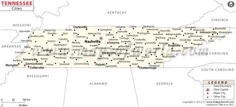 Tennessee Map With Cities Map Of Tennessee With Cities