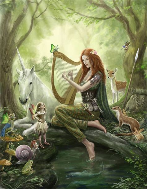 elfes fées et fantaisie 4560 art féérique elfes fantastiques harpe