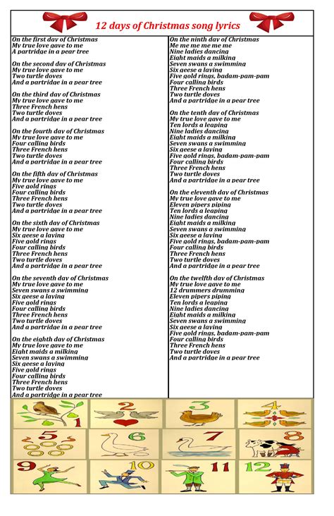 12 Days Of Christmas Song Lyrics Printable 99 Printable